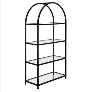 Maklaine 32&quot Modern Blackened Bronze Finish Metal/Glass Bookcase