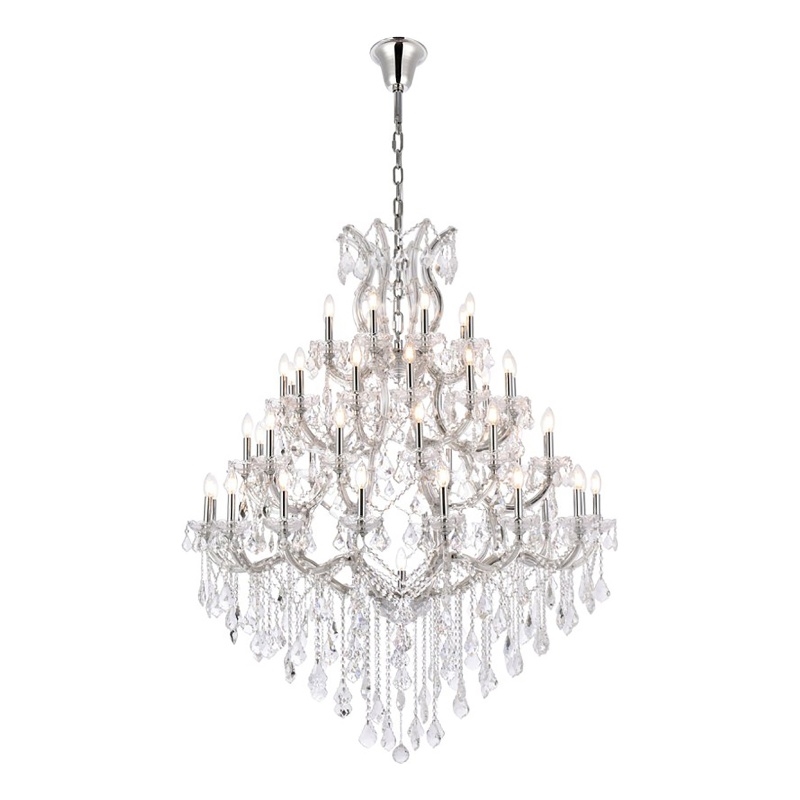 Maklaine Modern 49-Light Crystal Glass Chandelier in Chrome/Clear
