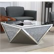 Maklaine MDF Silver Coffee Table Square Crystal Trim 38