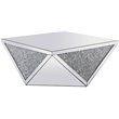 Maklaine MDF Silver Coffee Table Square Crystal Trim 38