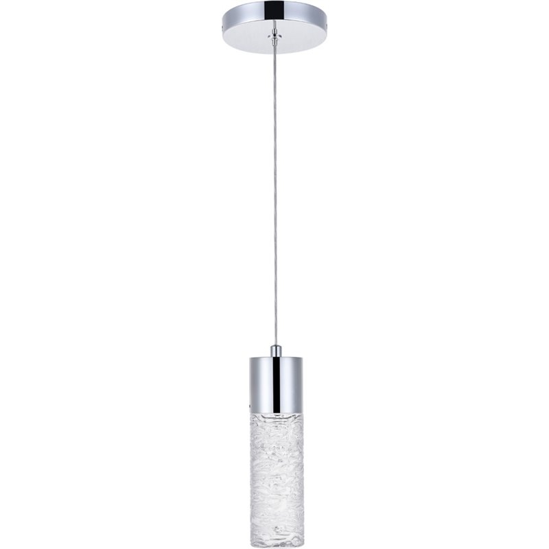 Maklaine Modern / Contemporary Clear LED Pendant in Chrome Finish