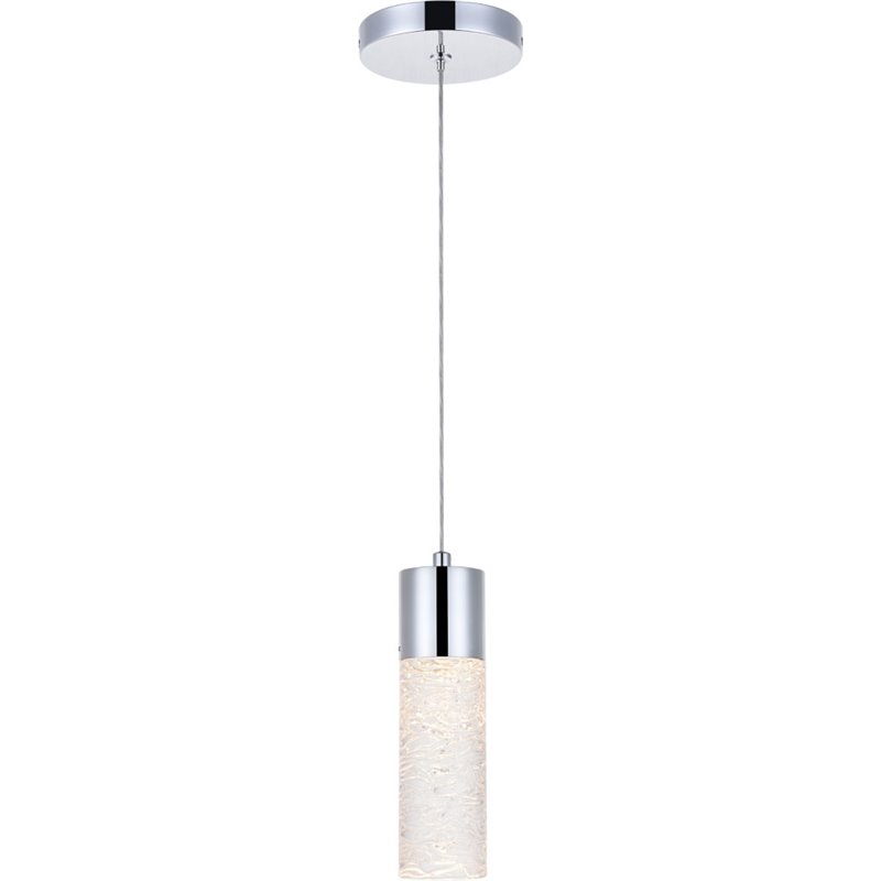 Maklaine Modern / Contemporary Clear LED Pendant in Chrome Finish
