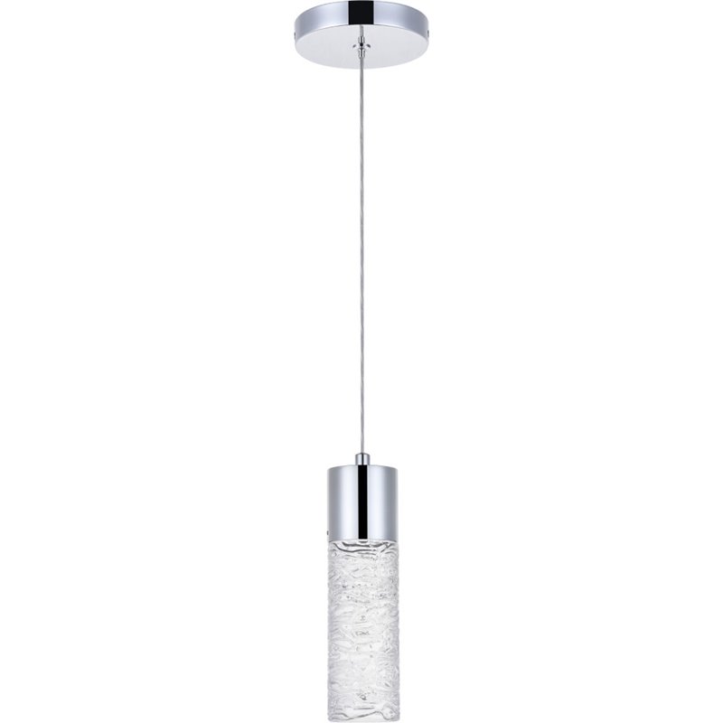 Maklaine Modern / Contemporary Clear LED Pendant in Chrome Finish