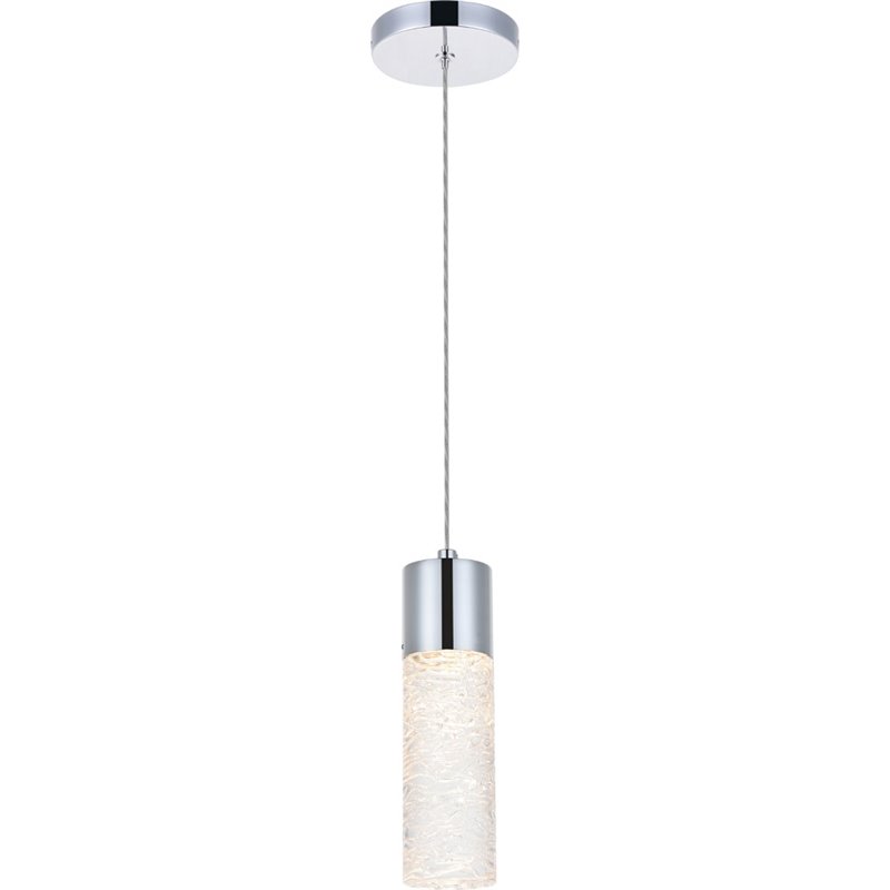 Maklaine Modern / Contemporary Clear LED Pendant in Chrome Finish