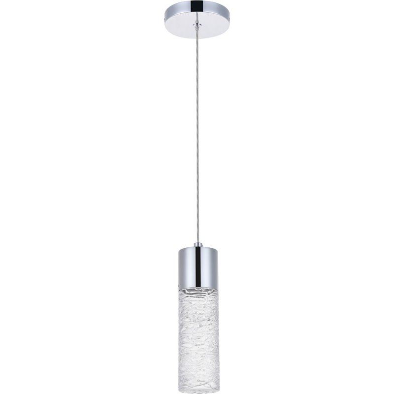 Maklaine Modern / Contemporary Clear LED Pendant in Chrome Finish