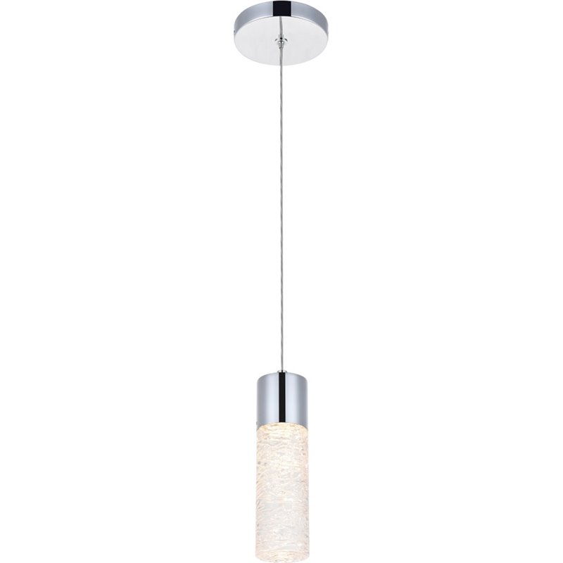 Maklaine Modern / Contemporary Clear LED Pendant in Chrome Finish