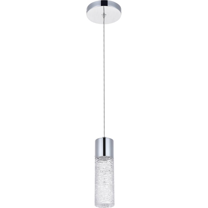 Maklaine Modern / Contemporary Clear LED Pendant in Chrome Finish