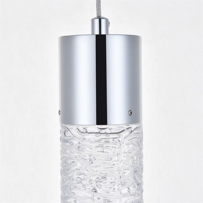 Maklaine Modern / Contemporary Clear LED Pendant in Chrome Finish