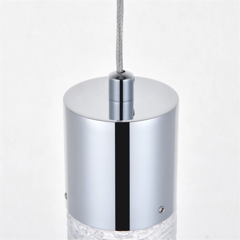 Maklaine Modern / Contemporary Clear LED Pendant in Chrome Finish