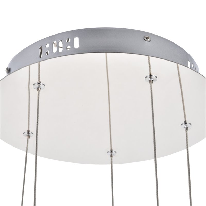 Maklaine Metal and Crystal Chrome Pendant Round Adjustable Hanging 9.2