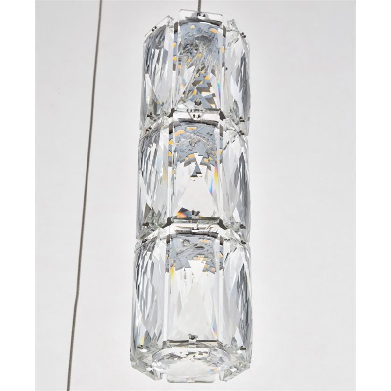 Maklaine Metal and Crystal Chrome Pendant Round Adjustable Hanging 9.2