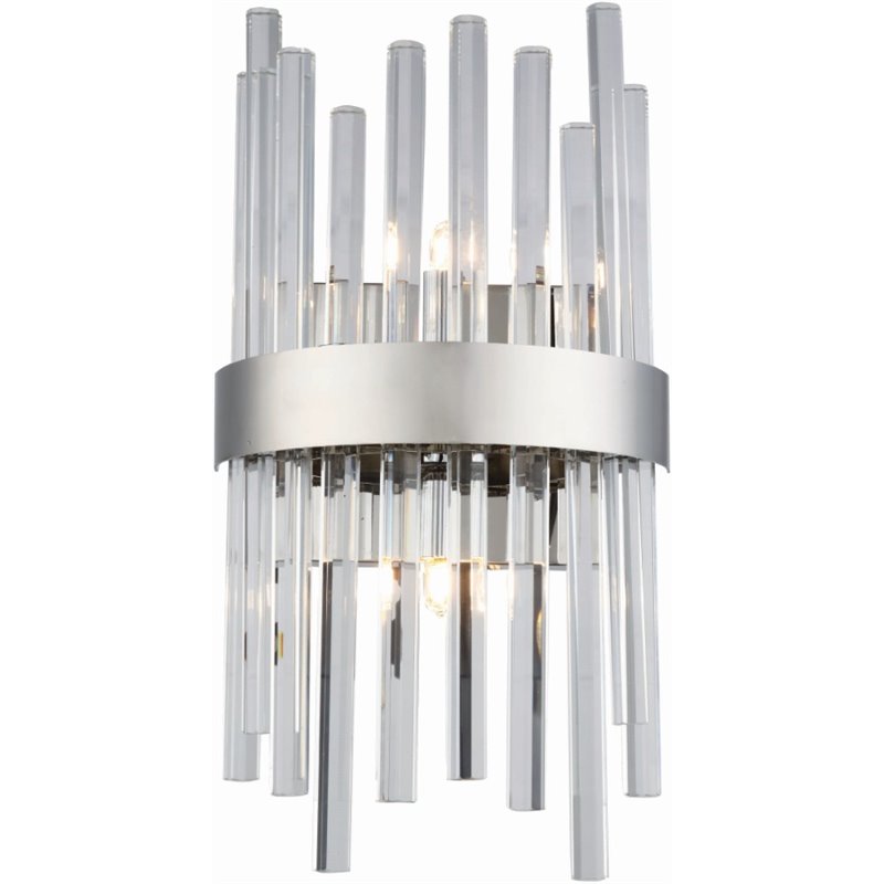 Maklaine Modern 2 Light Royal Cut Crystal Wall Sconce in Chrome Finish