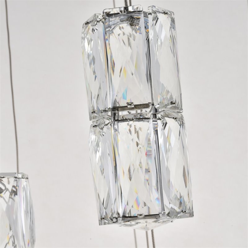 Maklaine Modern 16 Light Royal Cut Crystal LED Pendant in Chrome Finish
