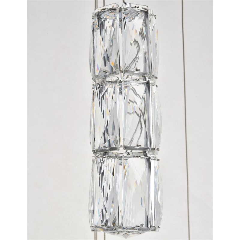 Maklaine Modern 16 Light Royal Cut Crystal LED Pendant in Chrome Finish