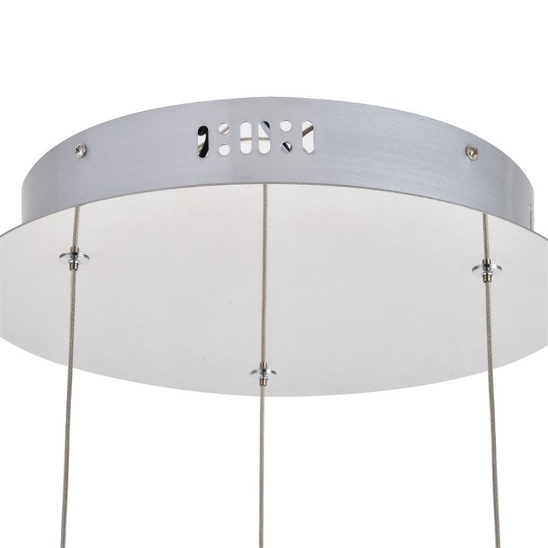 Maklaine Modern 3 Light Royal Cut Crystal LED Pendant in Chrome Finish