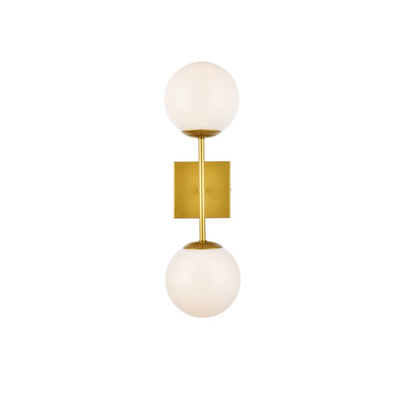 Maklaine Modern 2-Light Mid-Century Metal Wall Sconce in Brass and White