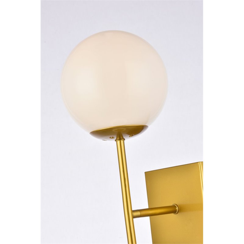 Maklaine Modern 2-Light Mid-Century Metal Wall Sconce in Brass and White