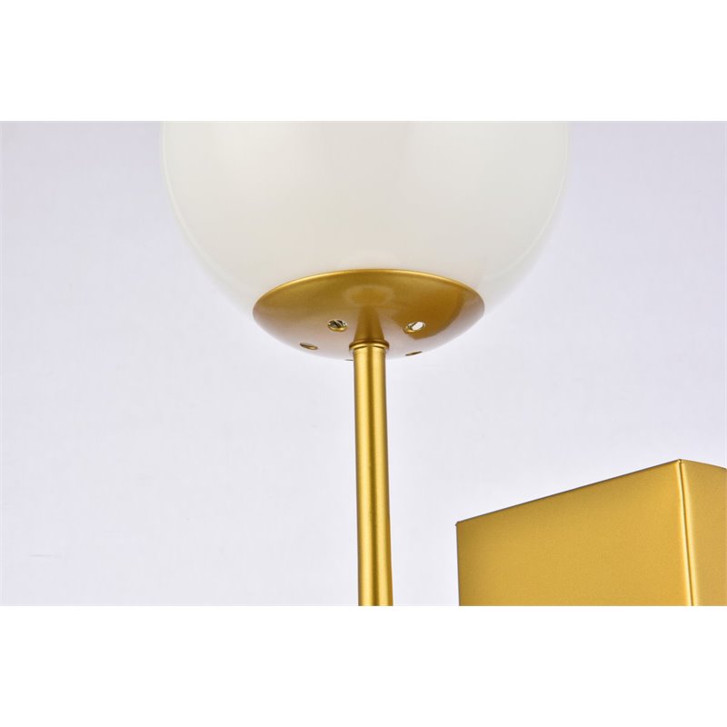 Maklaine Modern 2-Light Mid-Century Metal Wall Sconce in Brass and White