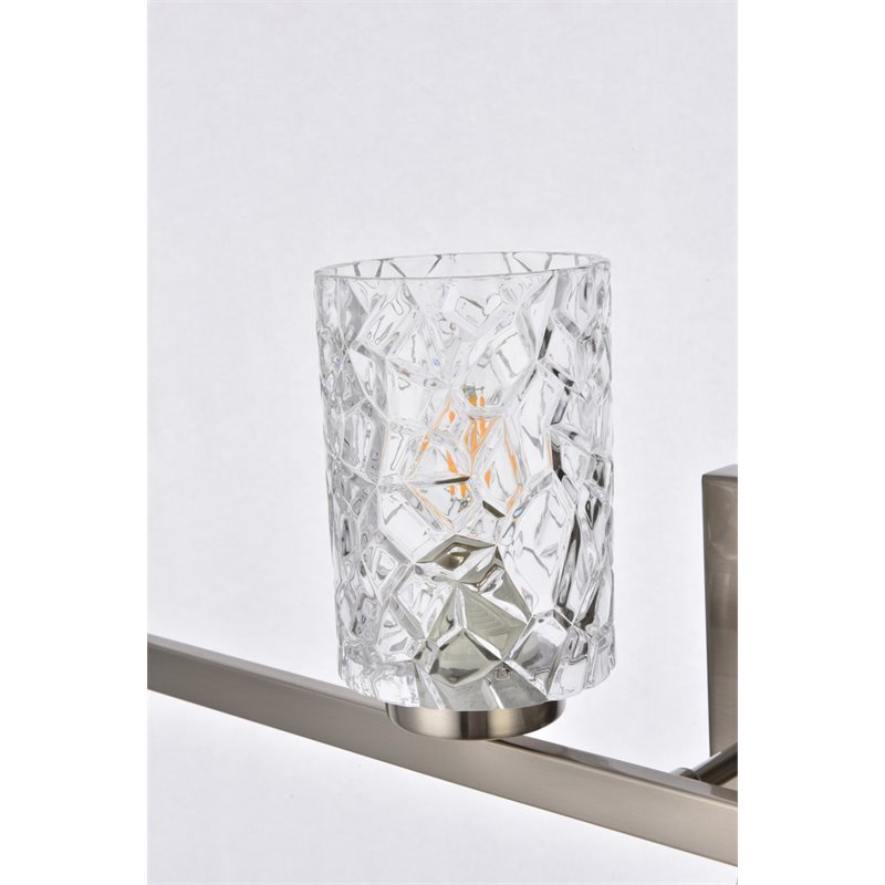 Maklaine Modern 4-Light Metal Bath Sconce in Satin Nickel and Clear