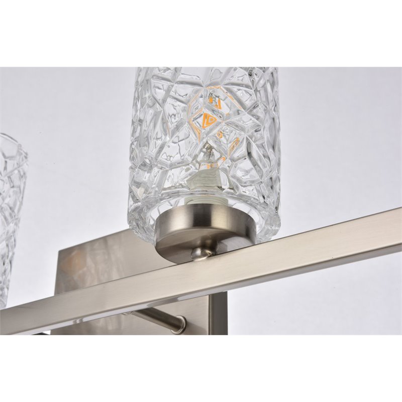 Maklaine Modern 4-Light Metal Bath Sconce in Satin Nickel and Clear