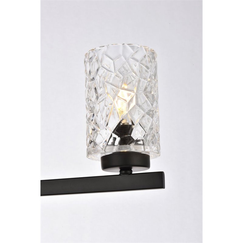 Maklaine Modern 5-Light Metal Bath Sconce in Black and Clear Finish