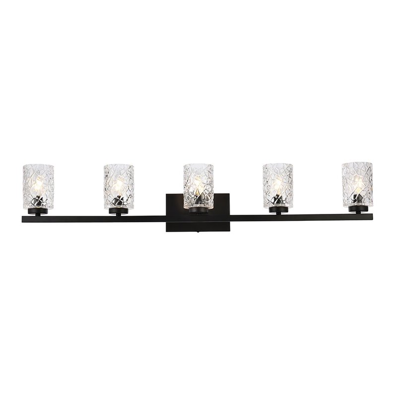 Maklaine Modern 5-Light Metal Bath Sconce in Black and Clear Finish