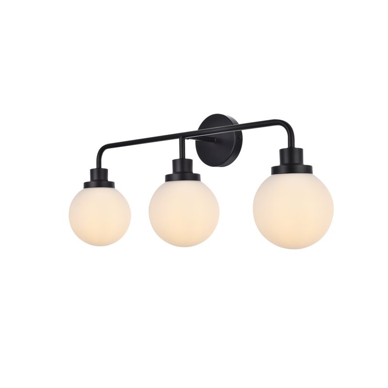 Maklaine Modern 3-Light Metal Bath Sconce in Black and Frosted Finish