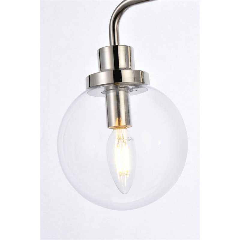 Maklaine Modern 3-Light Metal Bath Sconce in Polished Nickel and Clear