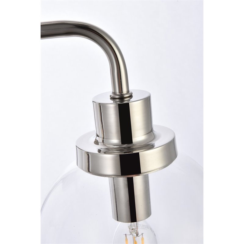 Maklaine Modern 3-Light Metal Bath Sconce in Polished Nickel and Clear
