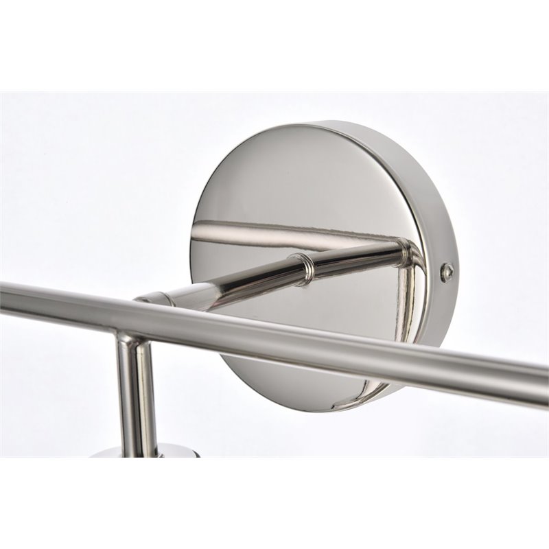 Maklaine Modern 3-Light Metal Bath Sconce in Polished Nickel and Clear