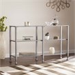 Maklaine Modern 3 Shelf Glass Top Console Table in Silver Finish