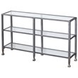 Maklaine Modern 3 Shelf Glass Top Console Table in Silver Finish