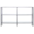 Maklaine Modern 3 Shelf Glass Top Console Table in Silver Finish