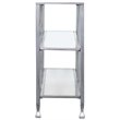 Maklaine Modern 3 Shelf Glass Top Console Table in Silver Finish