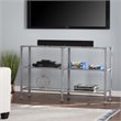Maklaine Modern 3 Shelf Glass Top Console Table in Silver Finish