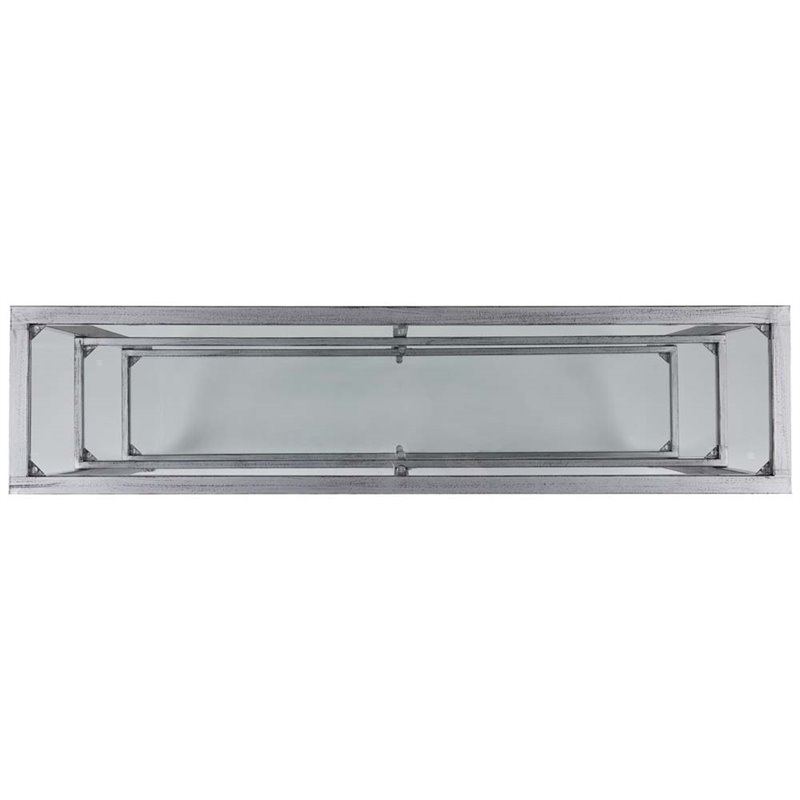 Maklaine Modern 3 Shelf Glass Top Console Table in Silver Finish