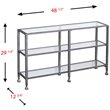 Maklaine Modern 3 Shelf Glass Top Console Table in Silver Finish
