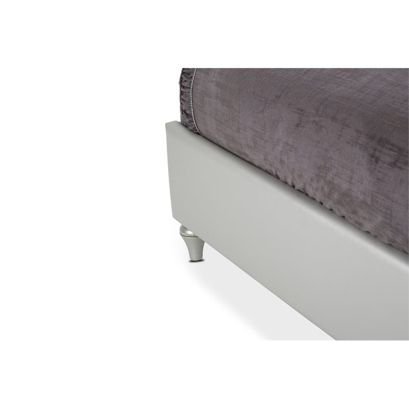 Maklaine Modern Wood/Vinyl Eastern King Upholstered Bed in Dove Gray