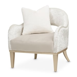 Maklaine Modern Accent Chair in Porcini Velvet and Champagne Wood Frame