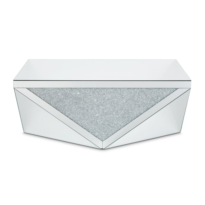 Maklaine Mirrored Glass-encased Crystal Cocktail Table
