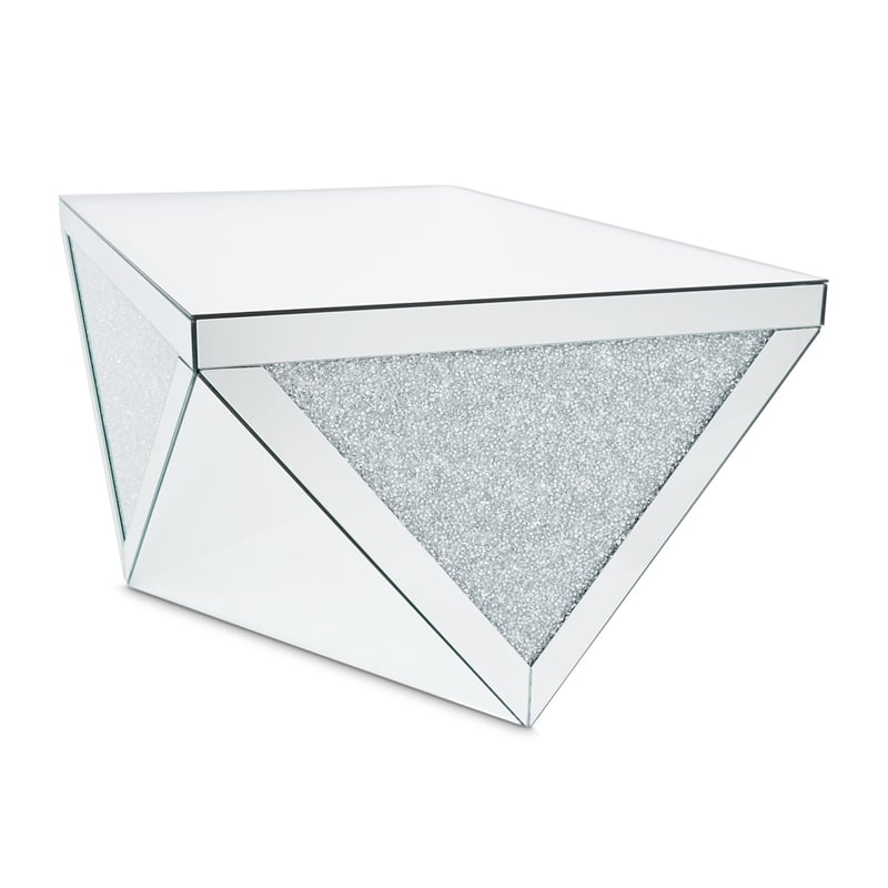Maklaine Mirrored Glass-encased Crystal Cocktail Table