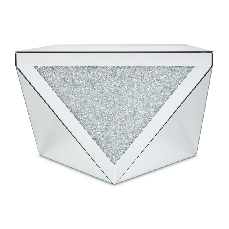 Maklaine Mirrored Glass-encased Crystal Cocktail Table