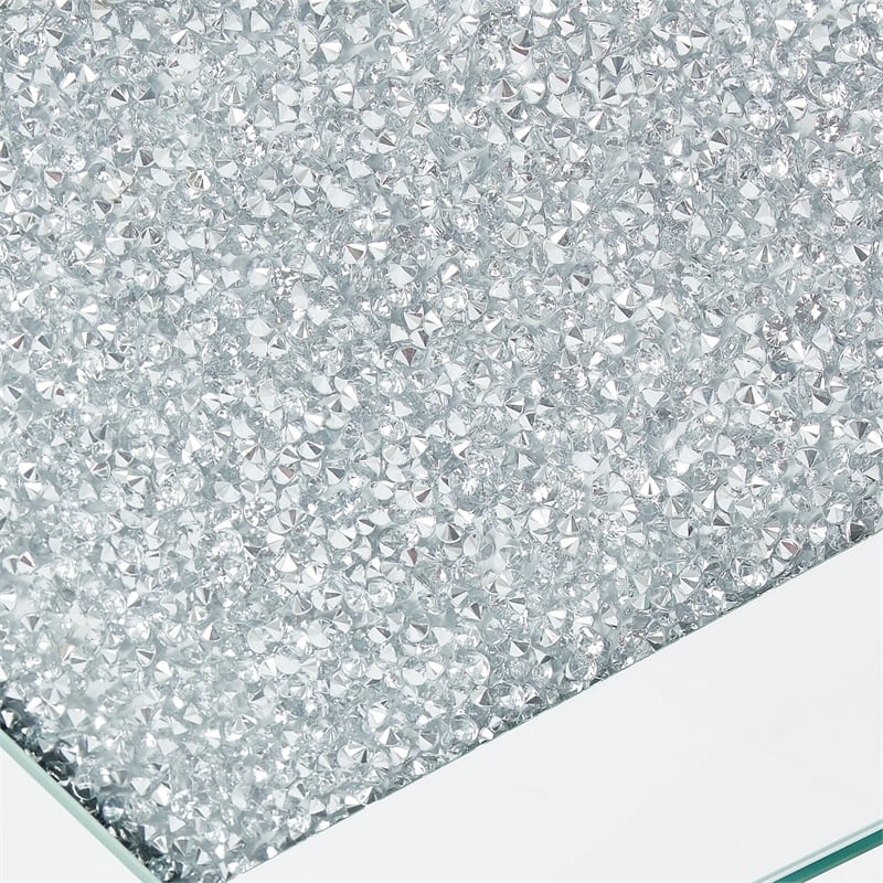 Maklaine Mirrored Glass-encased Crystal Cocktail Table