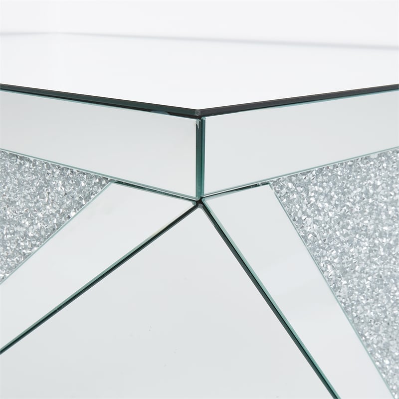 Maklaine Mirrored Glass-encased Crystal Cocktail Table