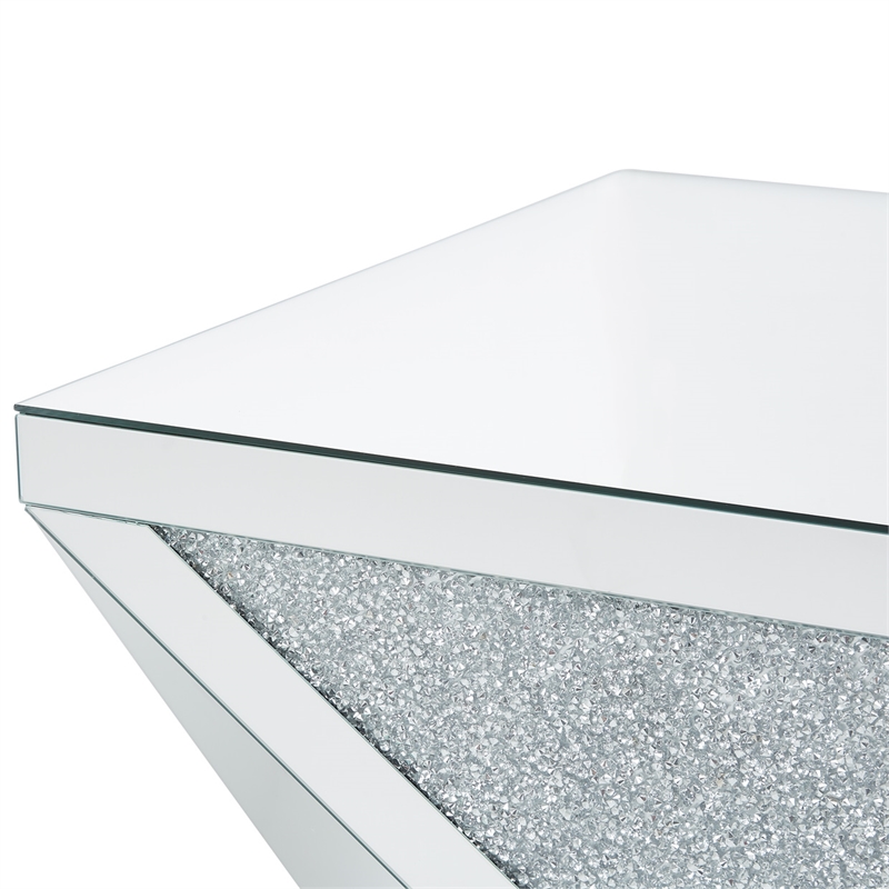 Maklaine Mirrored Glass-encased Crystal Cocktail Table
