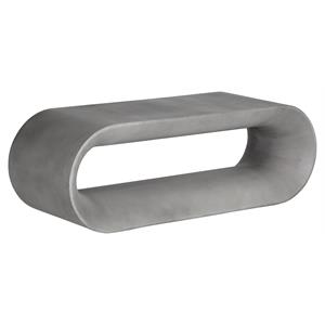 Maklaine 56&quot Oval Contemporary Sealed Concrete Bench in Gray
