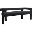 Maklaine Contemporary Rounded Back Black Boucle Fabric Bench