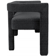Maklaine Contemporary Rounded Back Black Boucle Fabric Bench