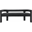Maklaine Contemporary Rounded Back Black Boucle Fabric Bench