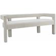 Maklaine Contemporary Rounded Back Cream Boucle Fabric Bench